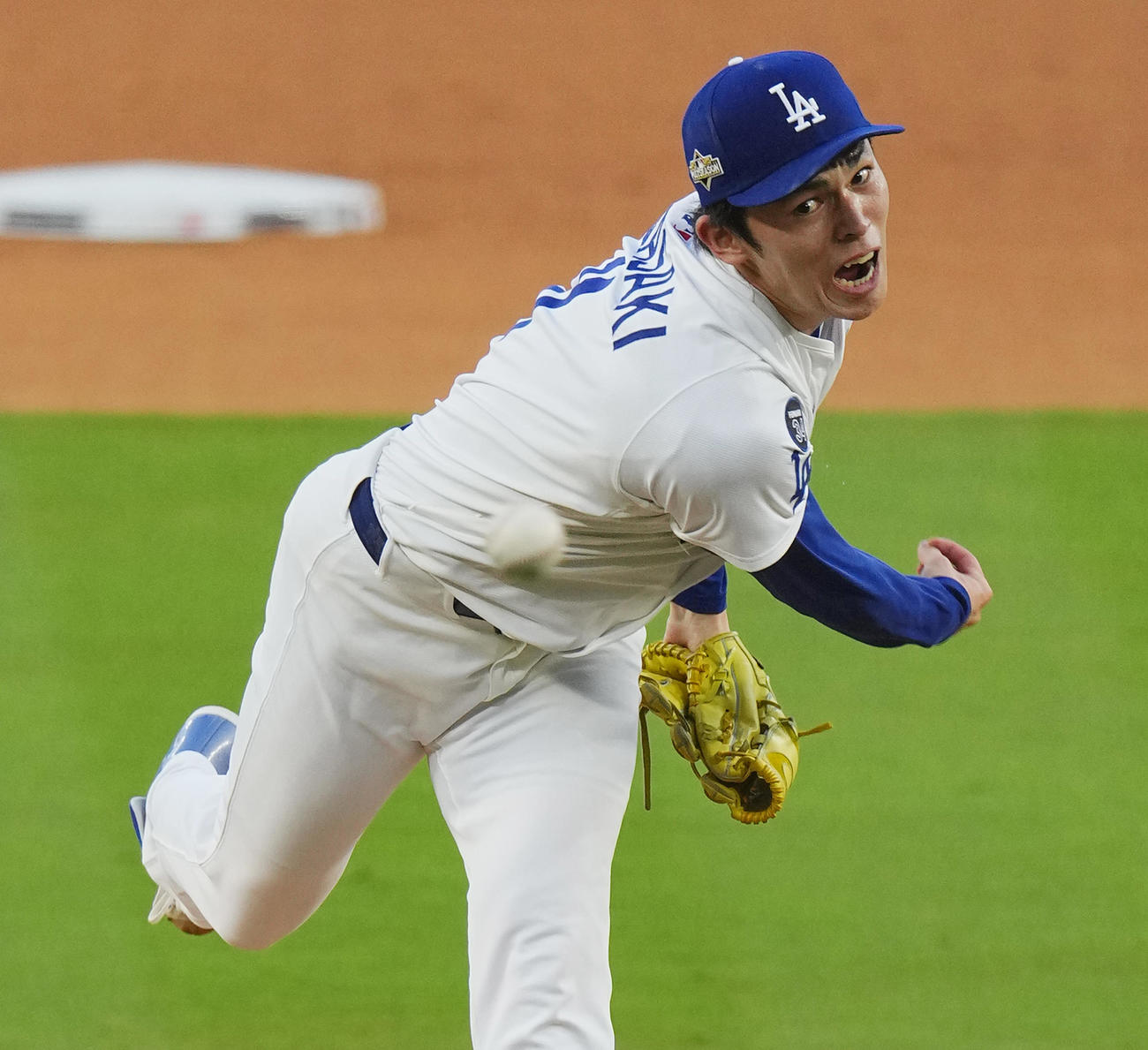 ドジャース対ブルワーズ　9回に登板し、最後を締めくくったドジャース佐々木（撮影・菅敏）