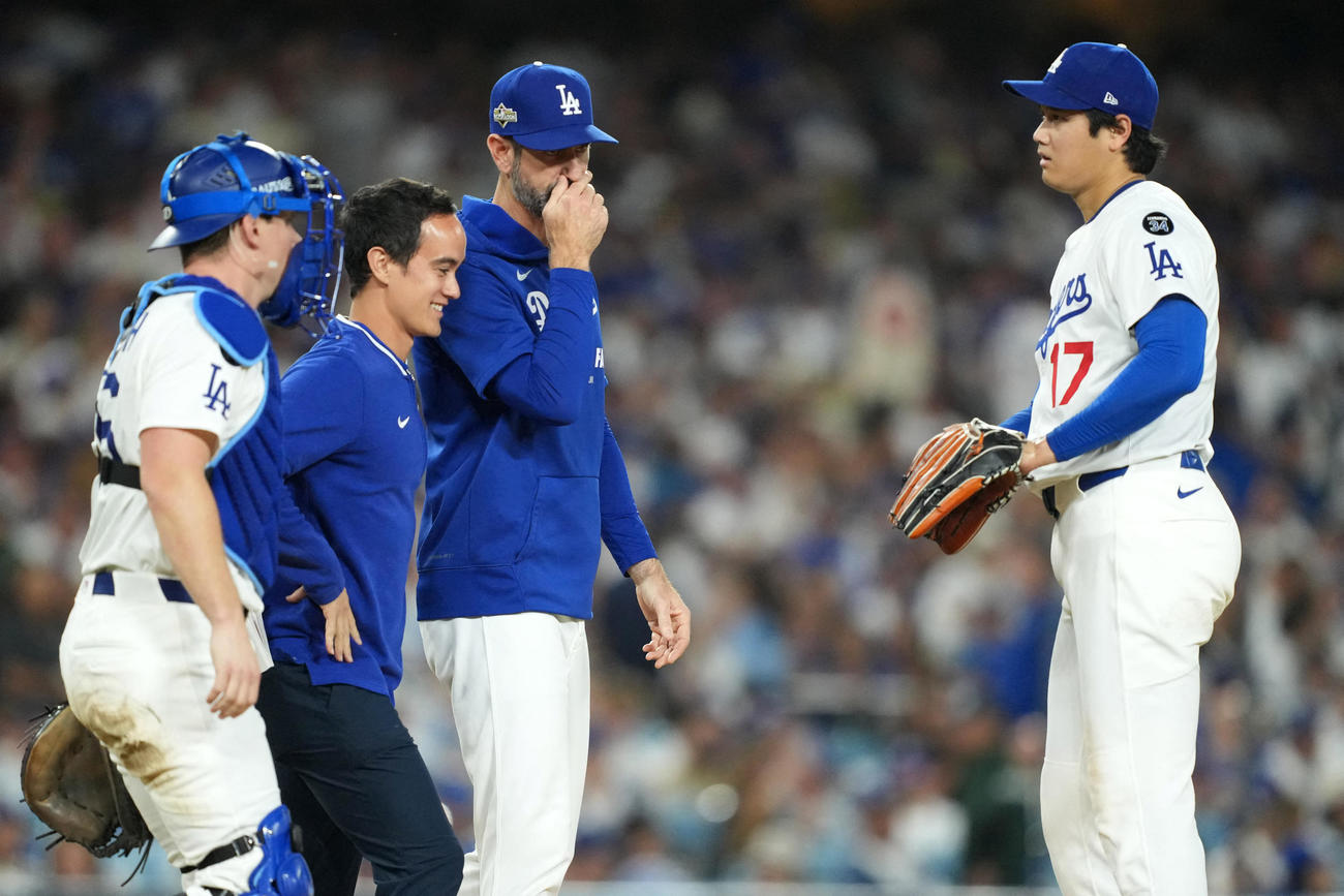 ブルワーズ戦に先発したドジャース大谷翔平は無失点の好投をみせて７回途中で交代（ロイター）
