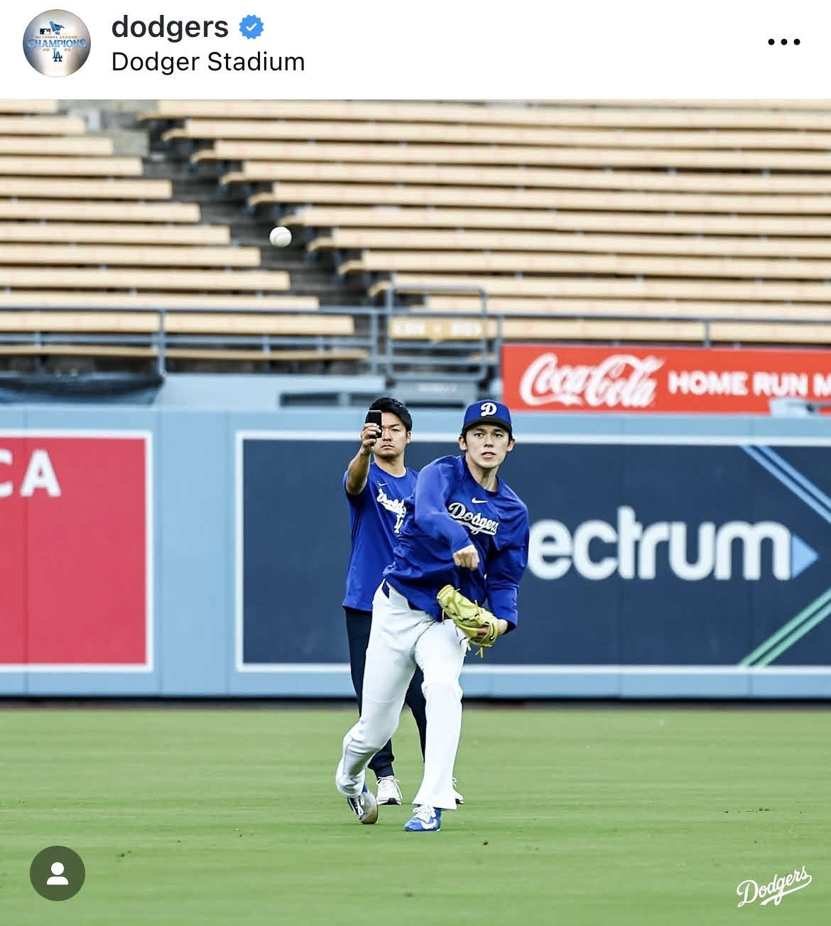 ドジャース公式インスタグラムから