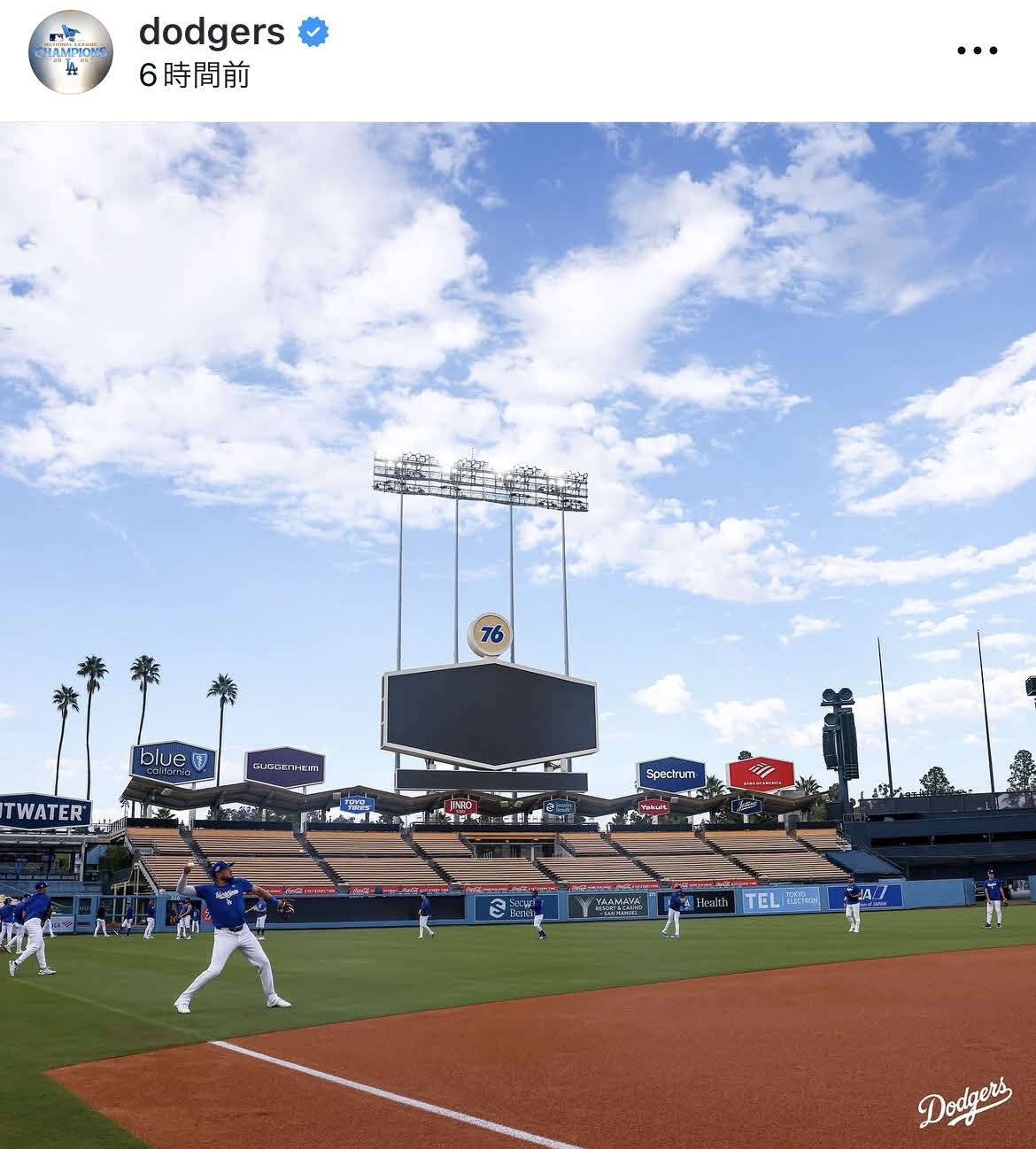 ドジャース公式インスタグラムから