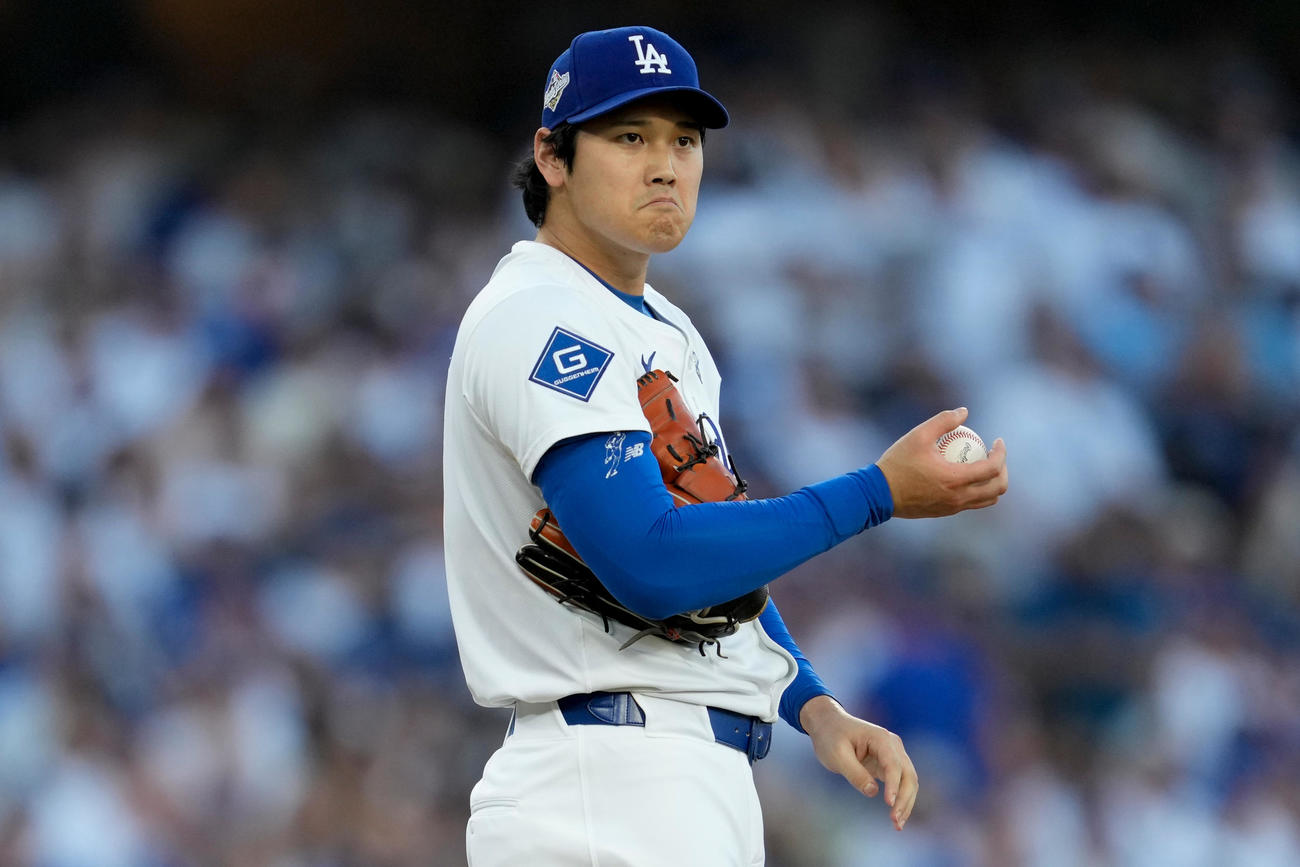 ブルージェイズ戦に先発したドジャース大谷翔平（AP)