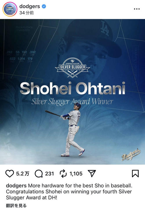 解説】大谷翔平選出シルバースラッガー賞とは？ 1980年開始 各球団監督