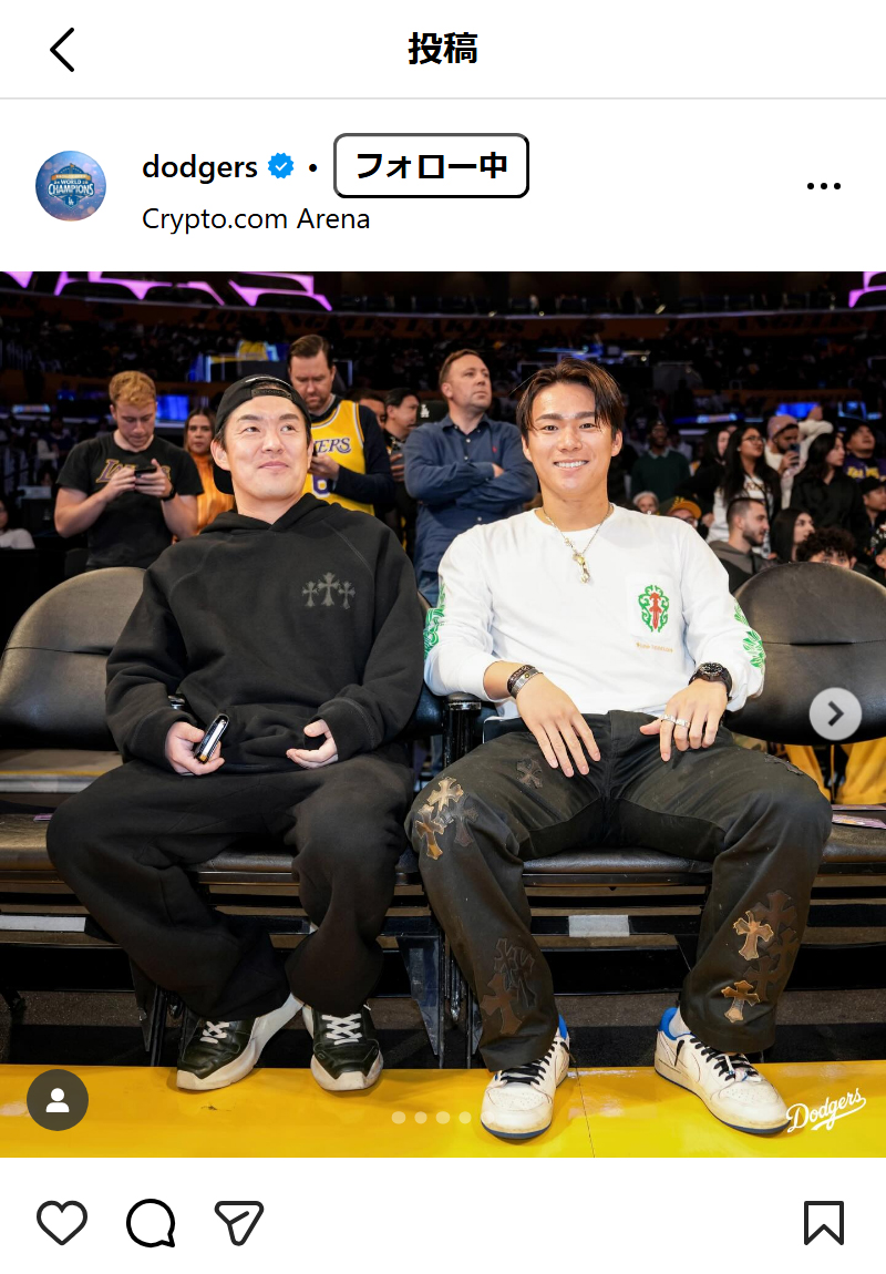 ドジャース公式インスタグラムから