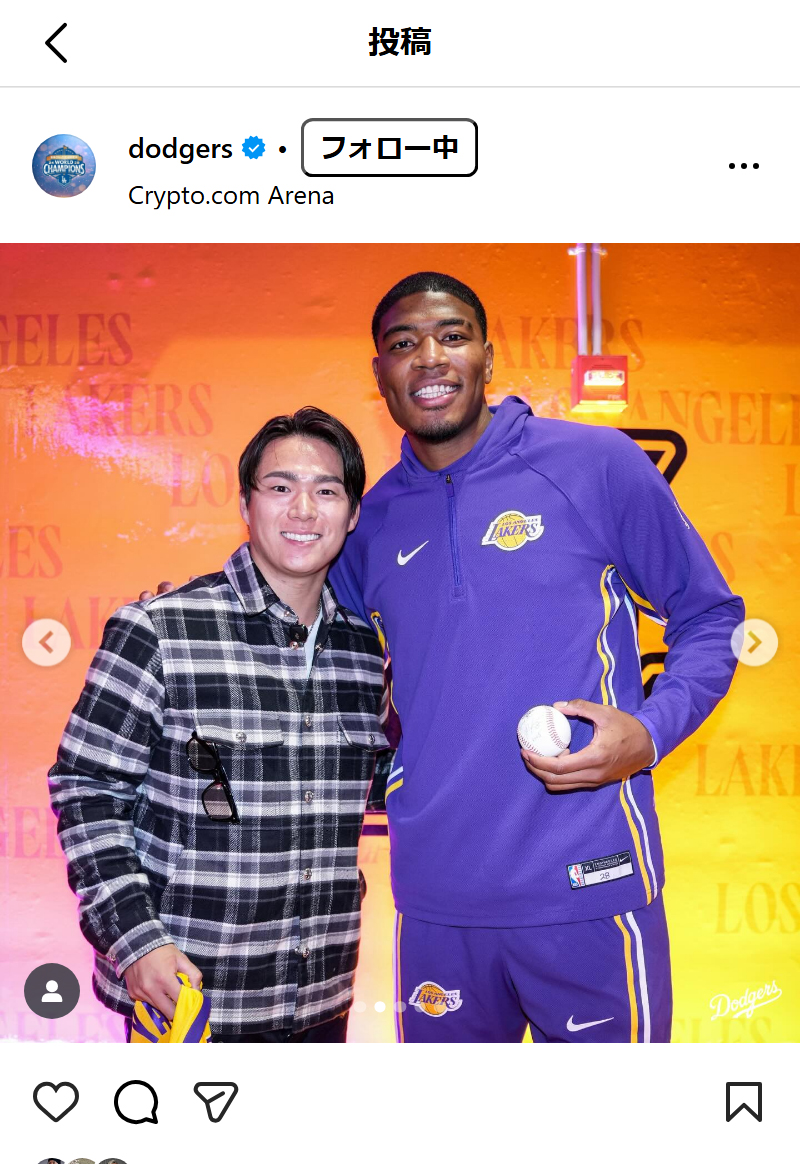 ドジャース公式インスタグラムから