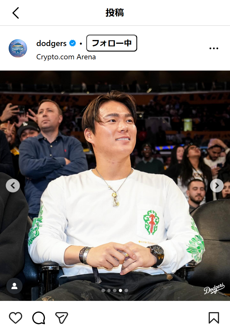 ドジャース公式インスタグラムから