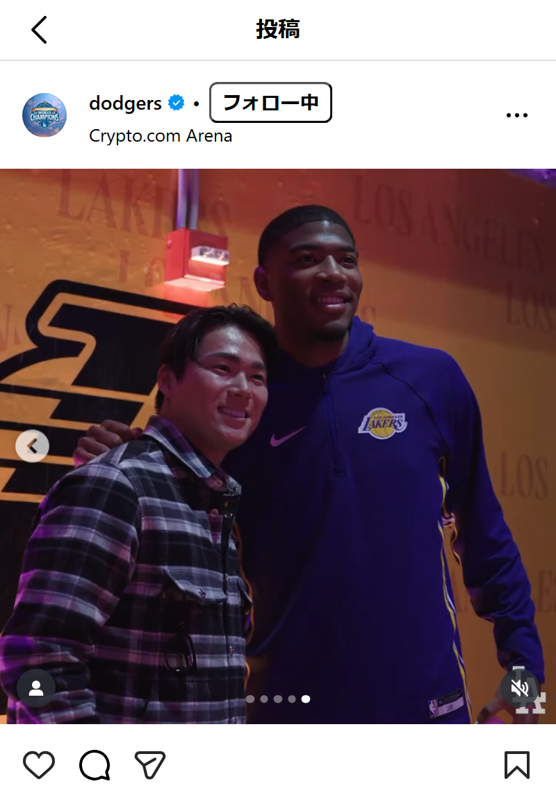 ドジャース公式インスタグラムから