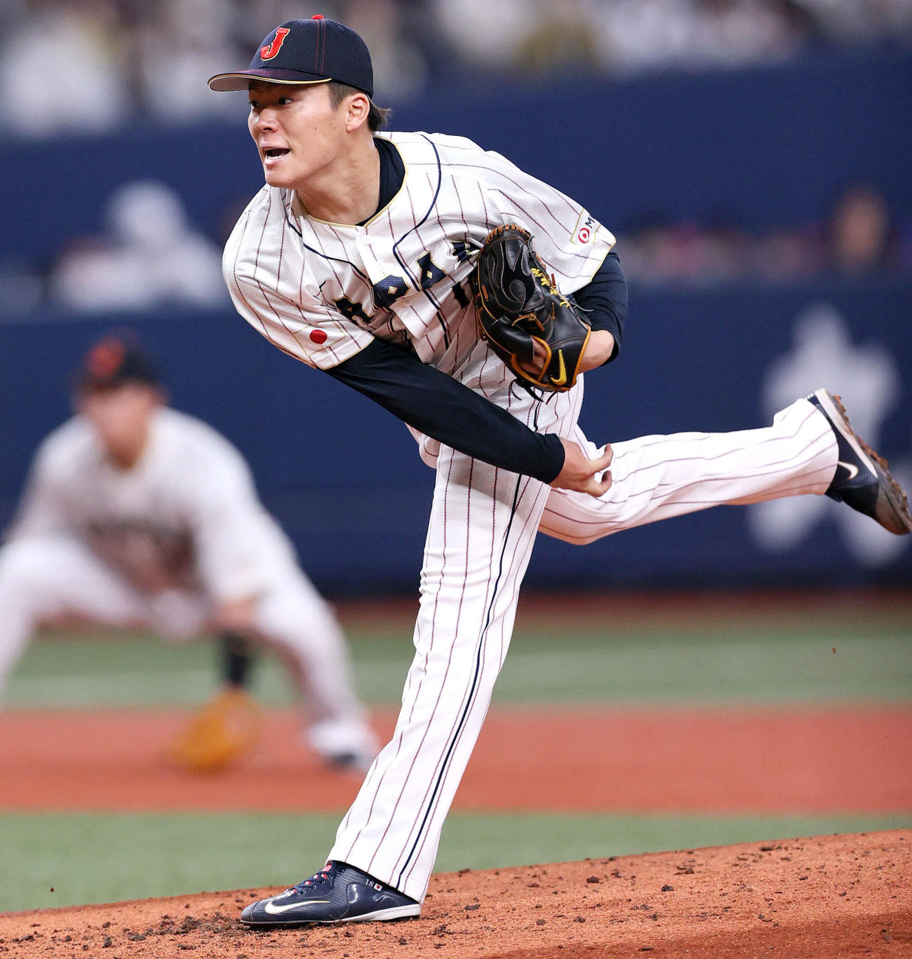 侍ジャパンでの山本由伸（23年3月6日撮影）