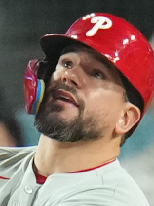 ドジャース対フィリーズ　7回表フィリーズ2死、中飛に倒れるシュワバー