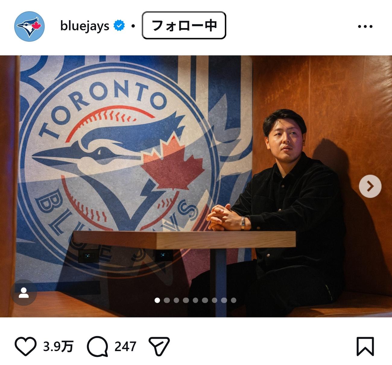 ブルージェイズの公式インスタグラムから
