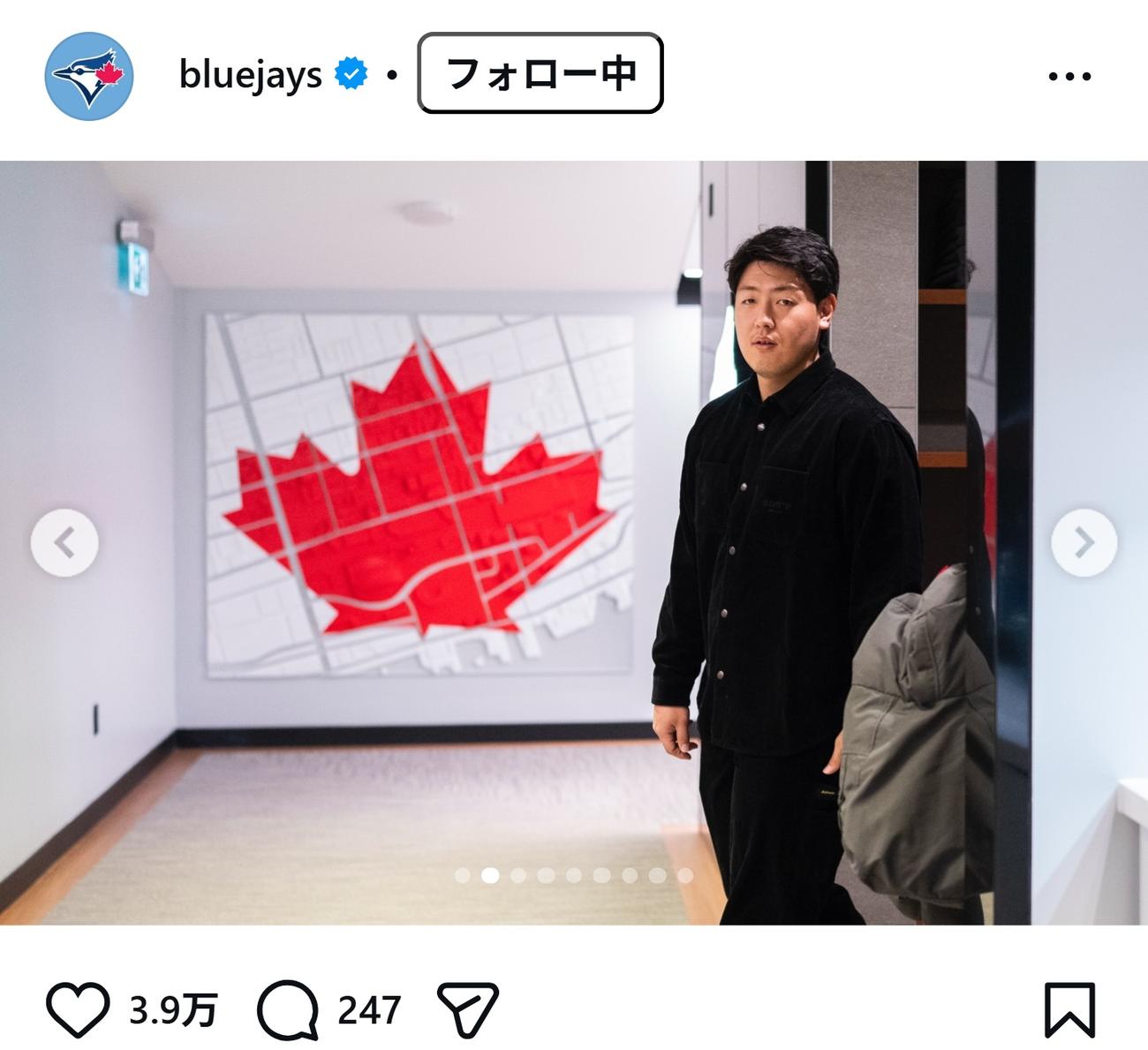 ブルージェイズの公式インスタグラムから
