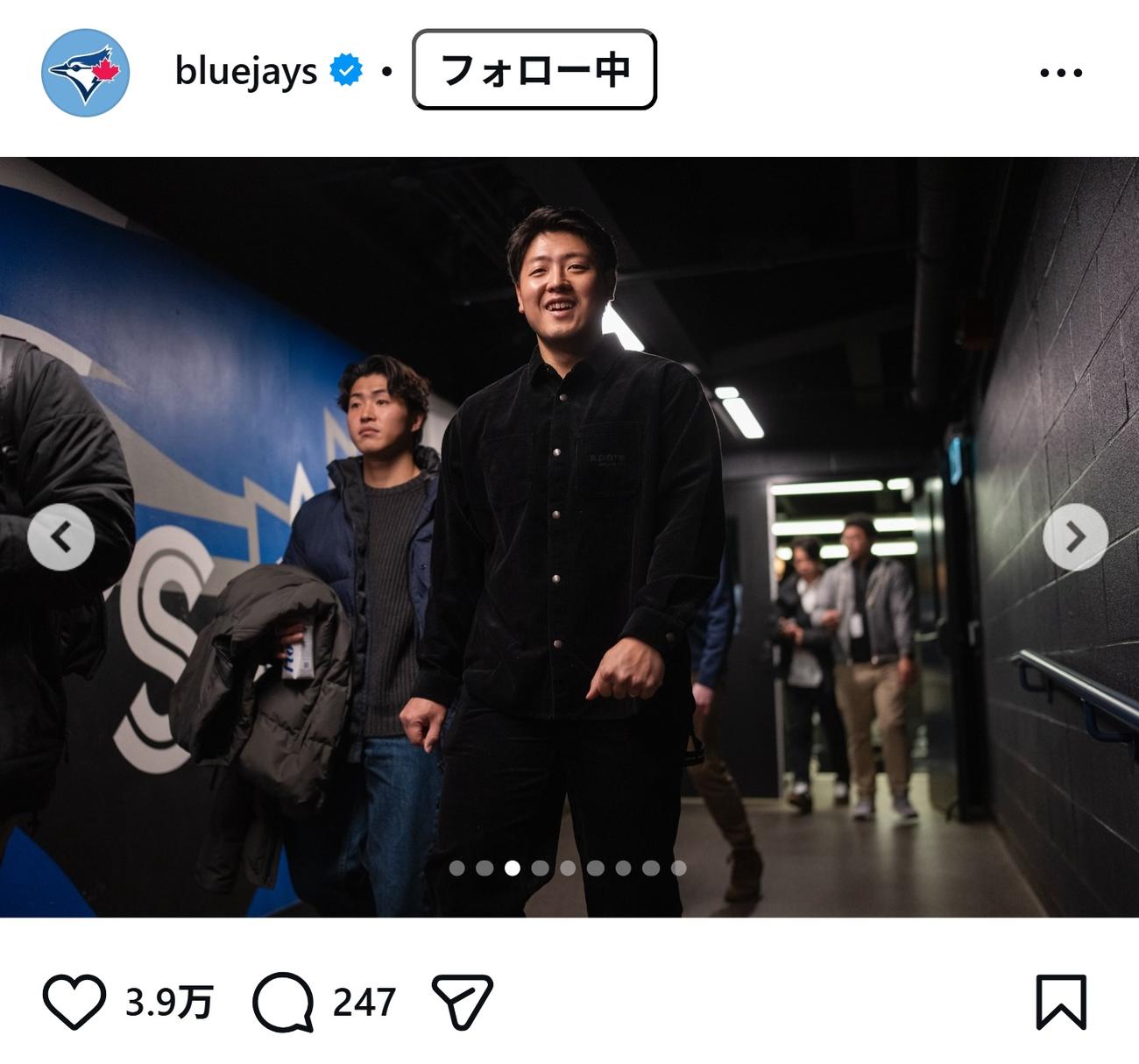 ブルージェイズの公式インスタグラムから