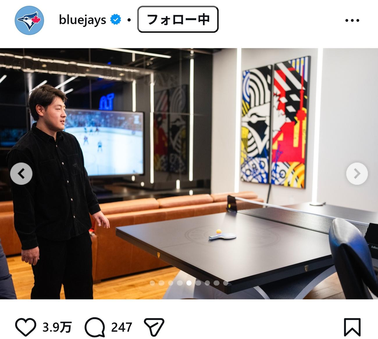 ブルージェイズの公式インスタグラムから
