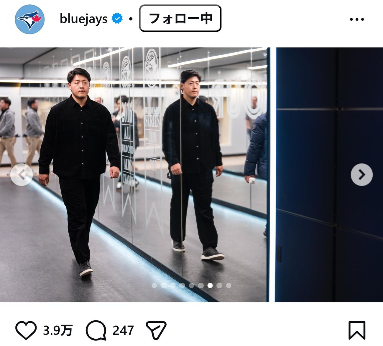 ブルージェイズの公式インスタグラムから