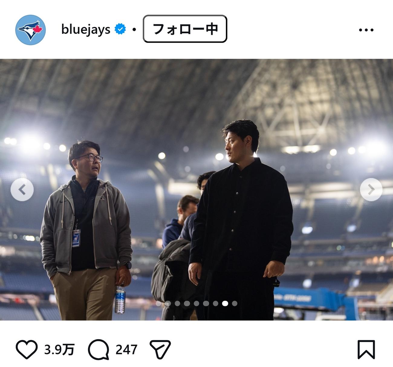 ブルージェイズの公式インスタグラムから