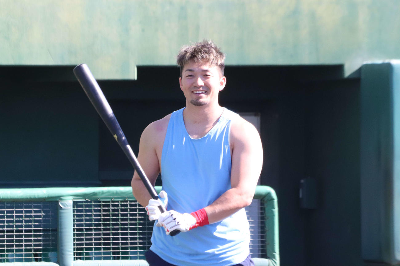 フリー打撃するカブス鈴木誠也外野手（撮影・前原淳）
