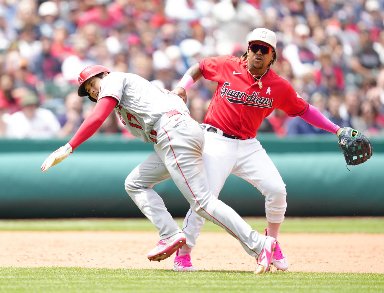 ガーディアンズのホセ・ラミレスとエンゼルス時代の大谷翔平（2023年5月撮影）