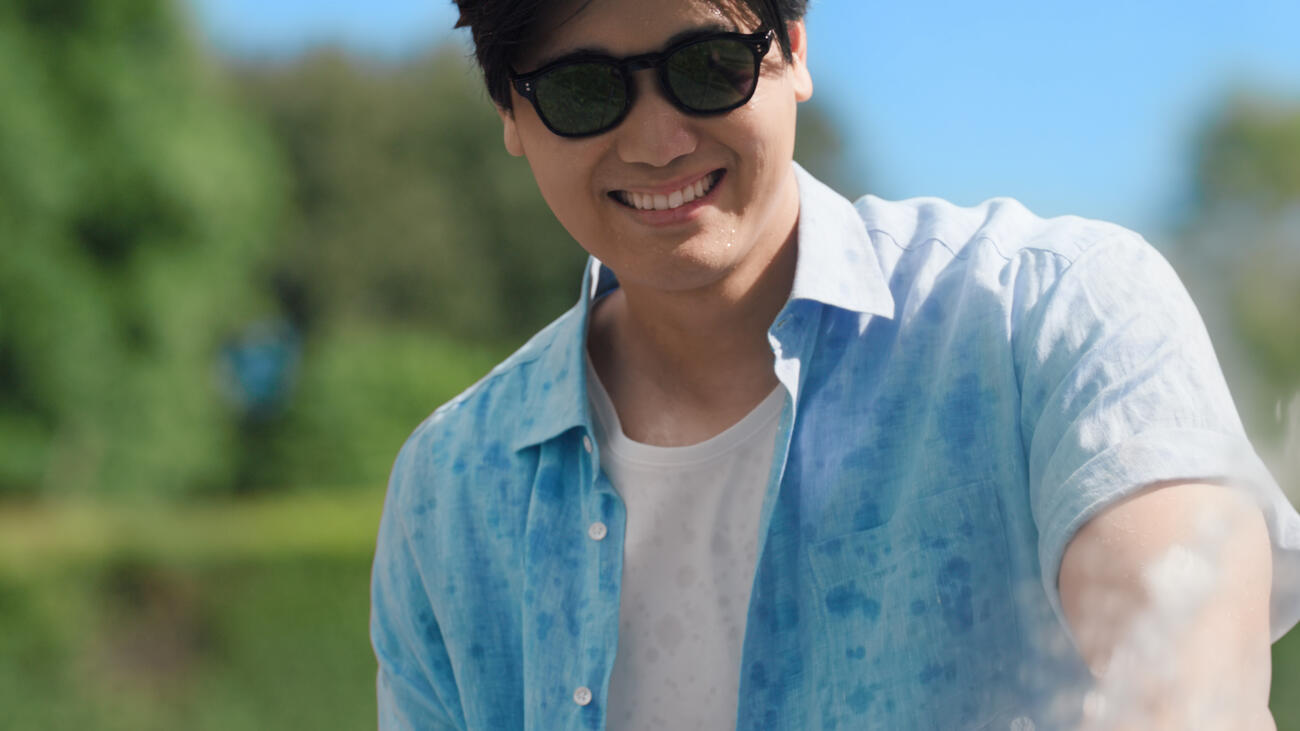 サングラス姿でコーセーのCM撮影に臨んだドジャース大谷翔平投手（コーセー提供）