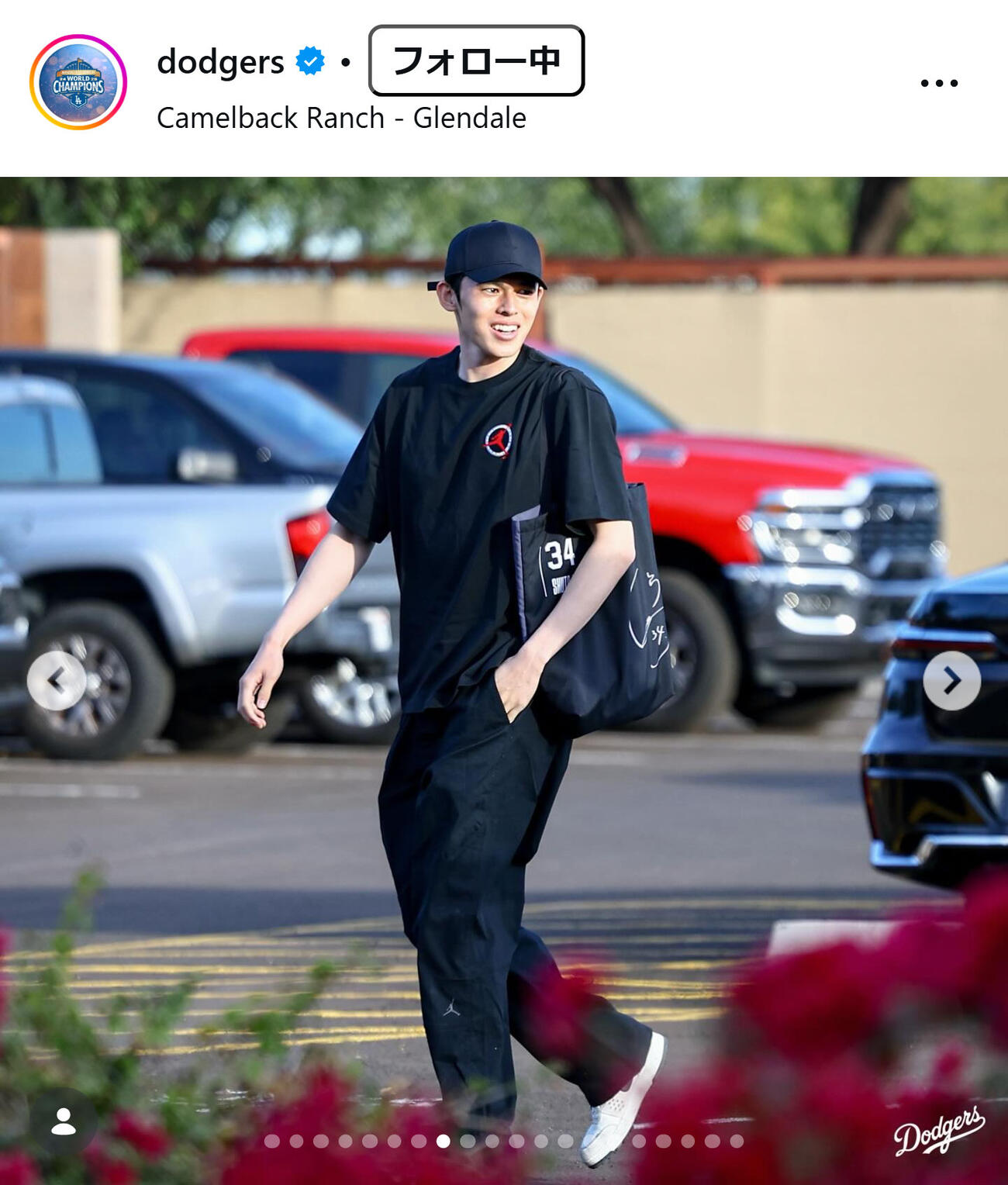 ドジャースのインスタグラムから