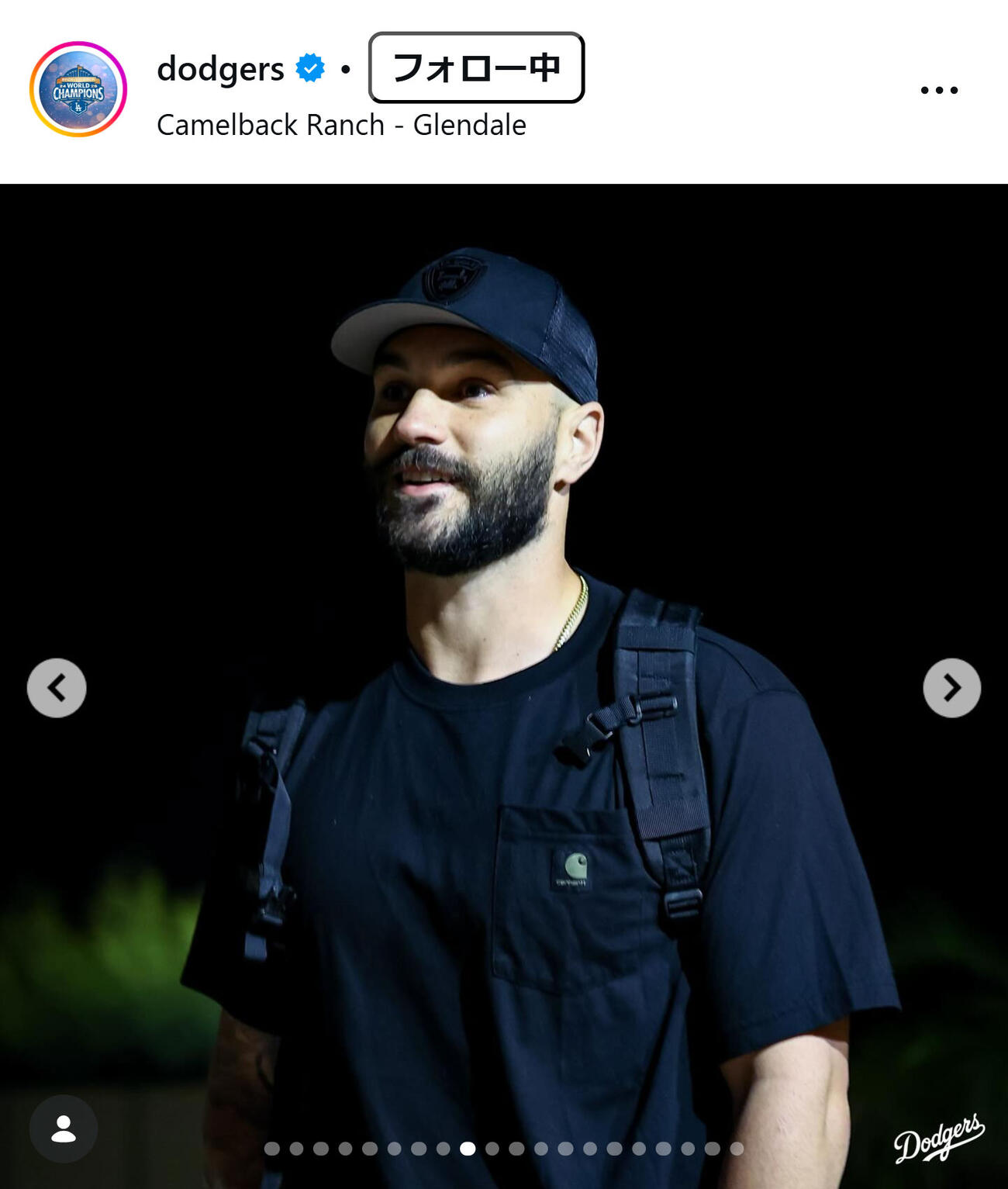 ドジャースのインスタグラムから