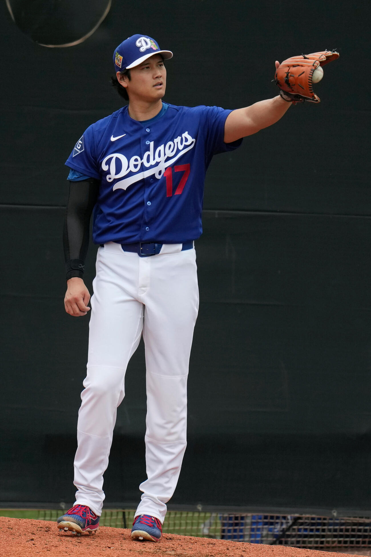 ブルペン入りしたドジャース大谷翔平（AP）