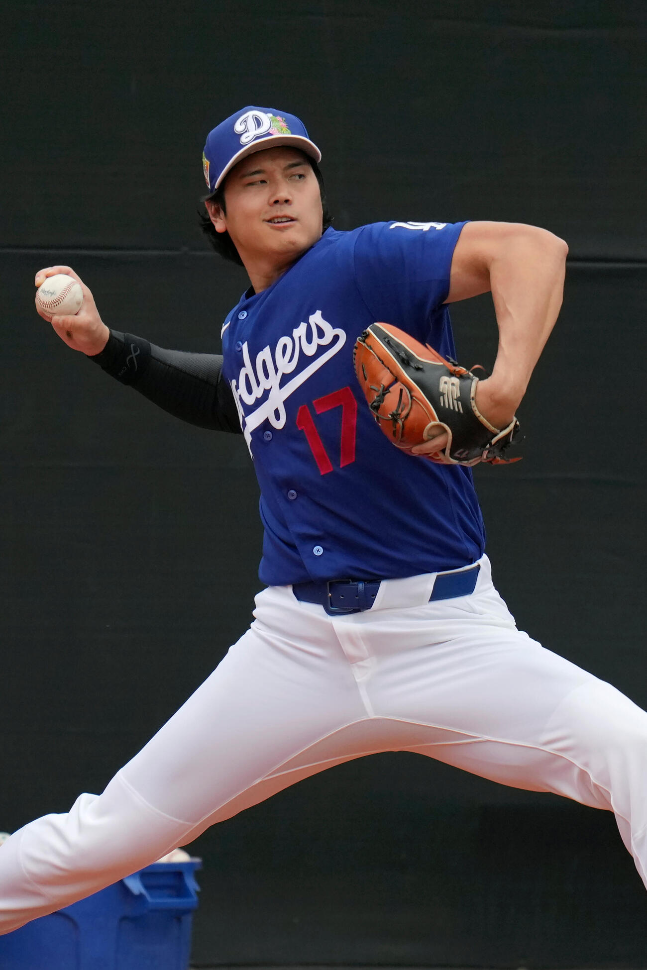 ブルペン投球するドジャース大谷翔平（AP）