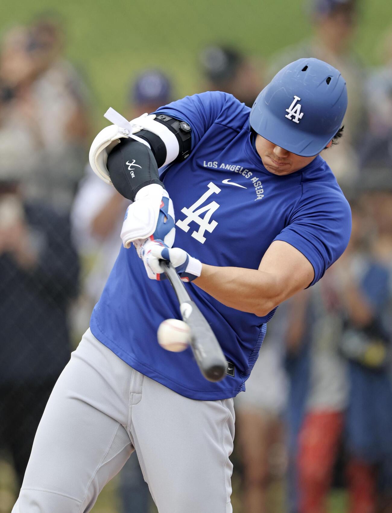 実戦形式の練習を行うドジャース・大谷＝グレンデール（共同）