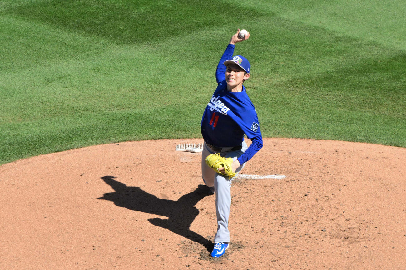 ダイヤモンドバックス戦に登板したドジャース佐々木朗希（Imagn Images＝ロイター）