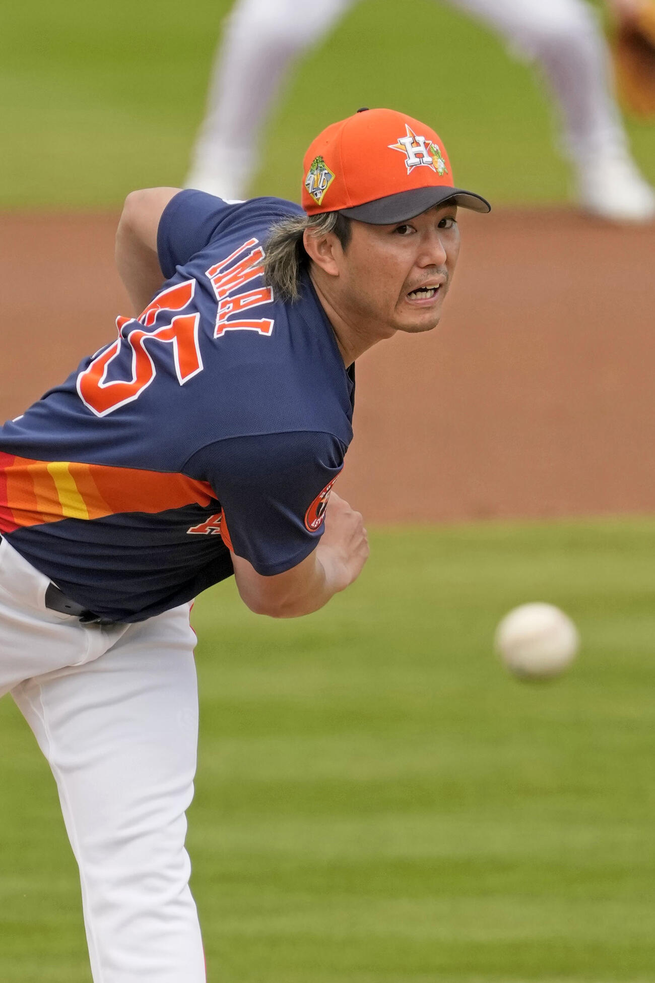 メッツ戦に先発で初登板したアストロズ・今井。1回を1安打無失点だった＝ウェストパームビーチ（共同）