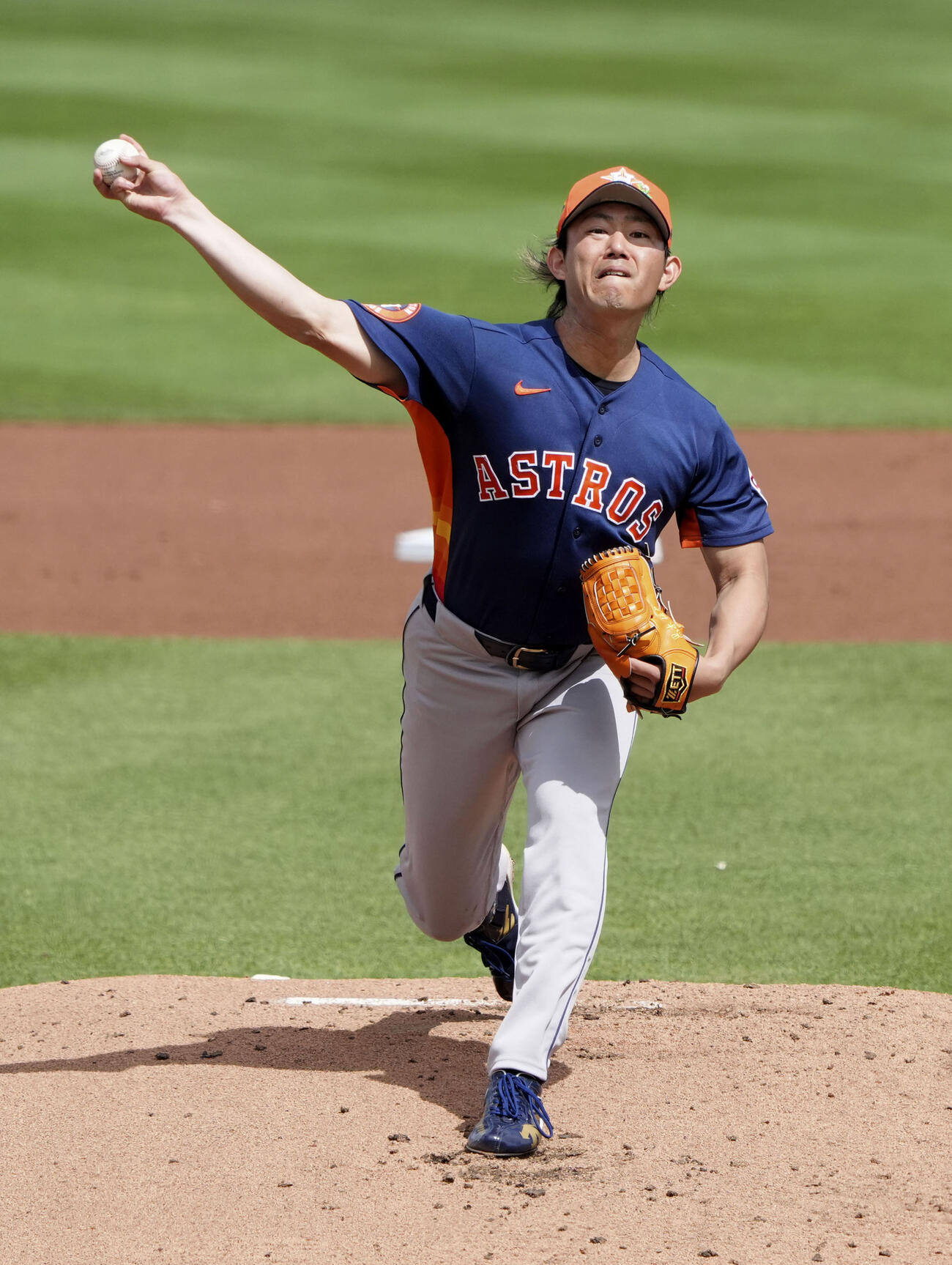 マーリンズ戦に先発し、2回を無失点、3三振と好投したアストロズ・今井＝ジュピター（共同）