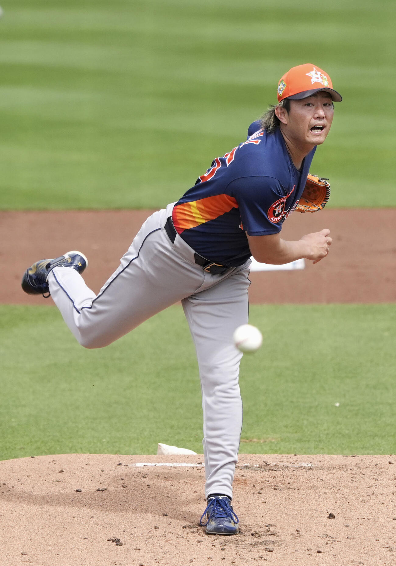 マーリンズ戦に先発し、2回を無失点、3三振と好投したアストロズ・今井＝ジュピター（共同）