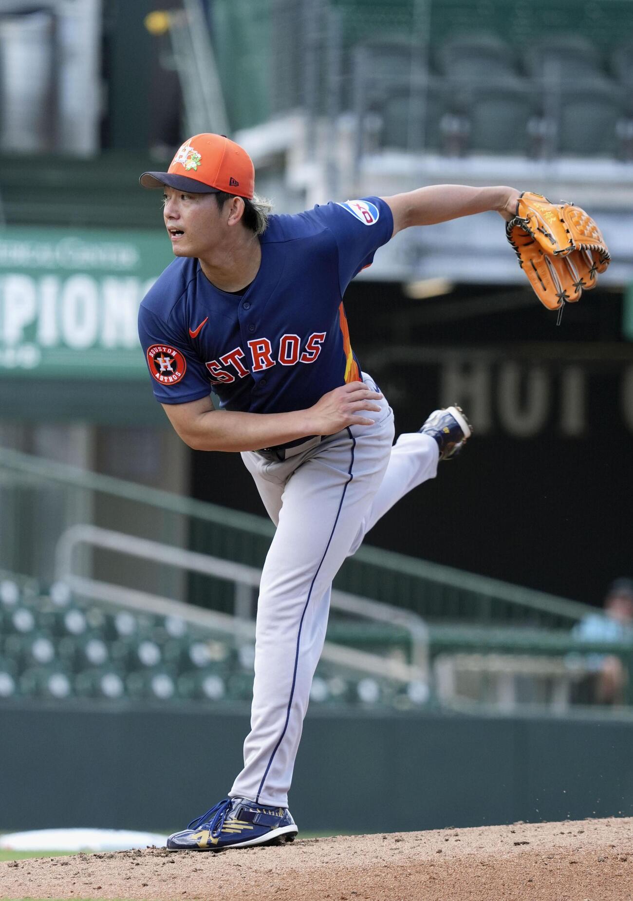 マーリンズ戦に先発し、2回を無失点、3三振と好投したアストロズ・今井＝ジュピター（共同）