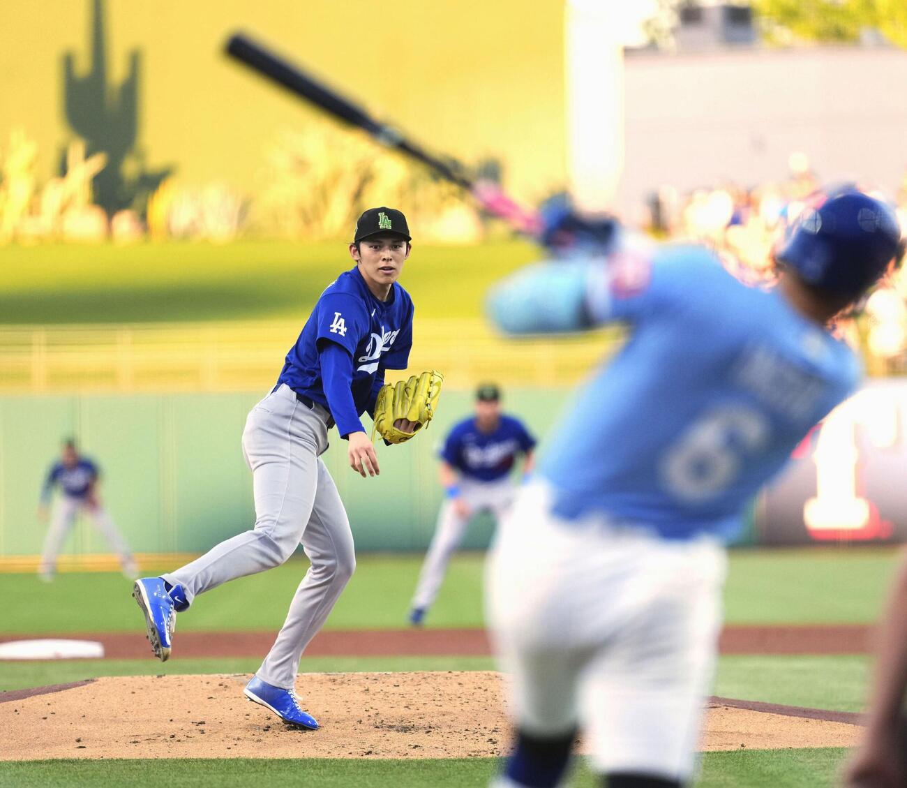 ロイヤルズ戦に先発したドジャース佐々木朗希（共同）
