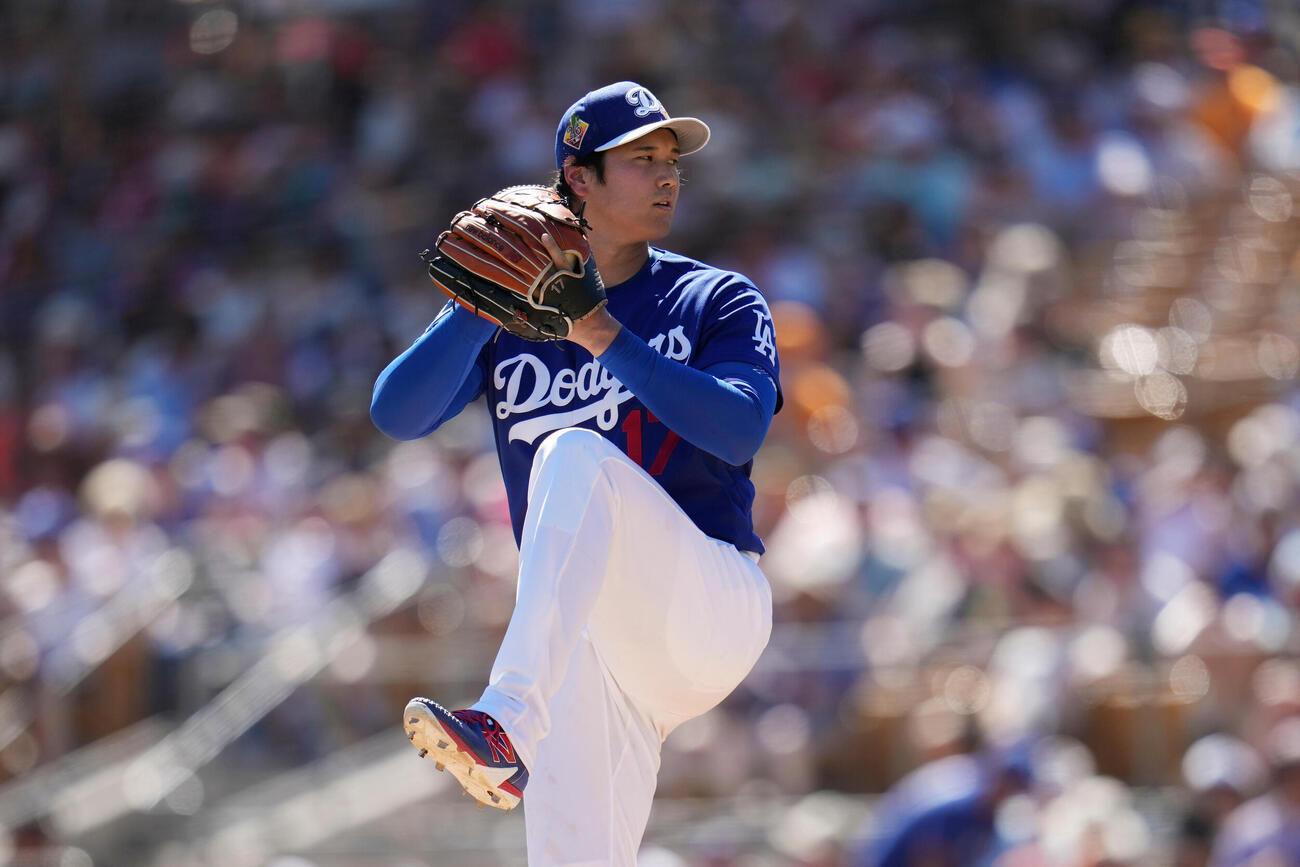 ジャイアンツ戦に先発登板したドジャース大谷翔平（AP)