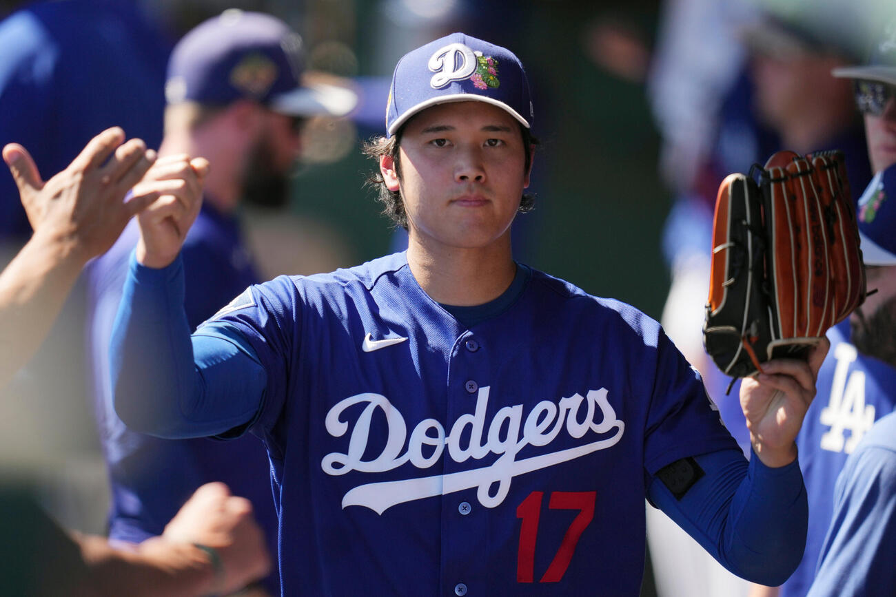 ジャイアンツ戦に先発登板したドジャース大谷翔平（AP)