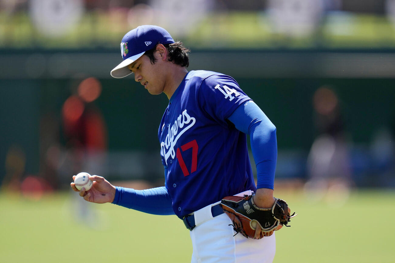 ジャイアンツ戦に先発登板したドジャース大谷翔平（AP)
