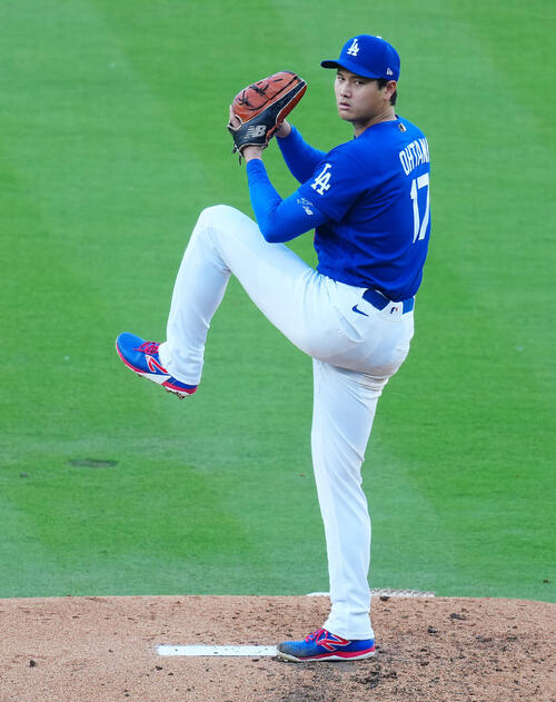 ドジャース対エンゼルス　マウンドに立つドジャース先発の大谷（撮影・垰建太）
