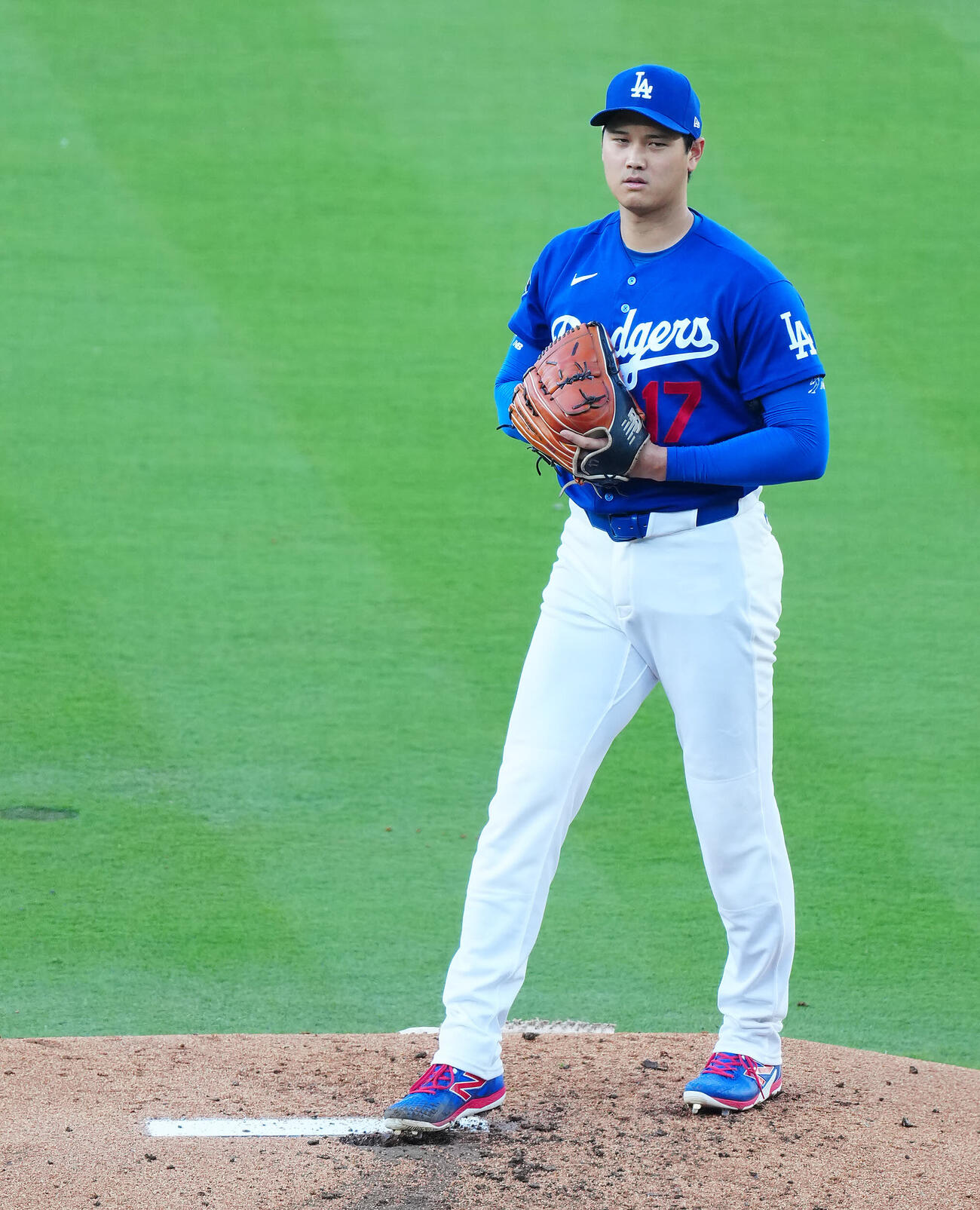 ドジャース対エンゼルス　マウンドに立つドジャース先発の大谷（撮影・垰建太）