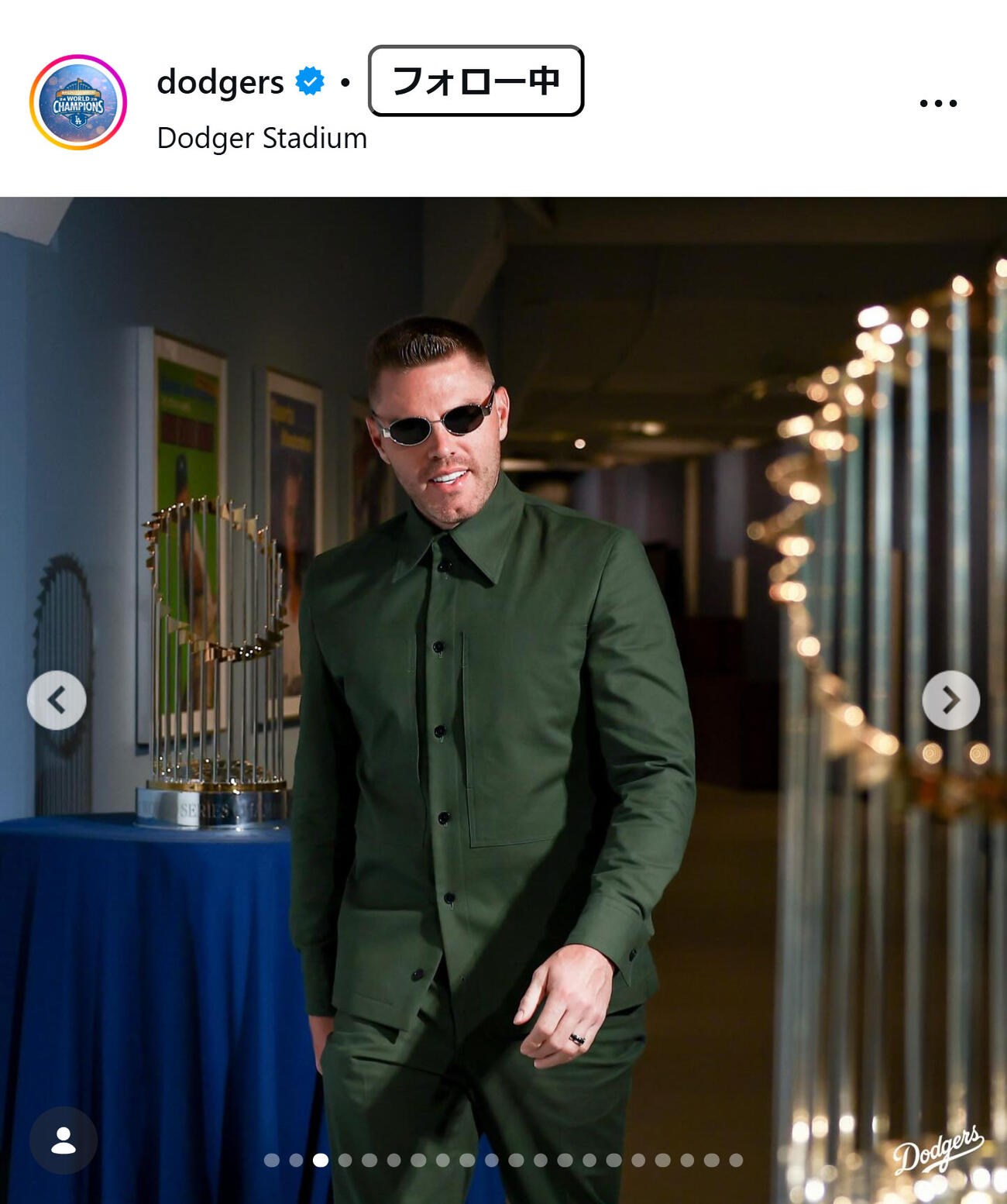 ドジャースの公式インスタグラムから