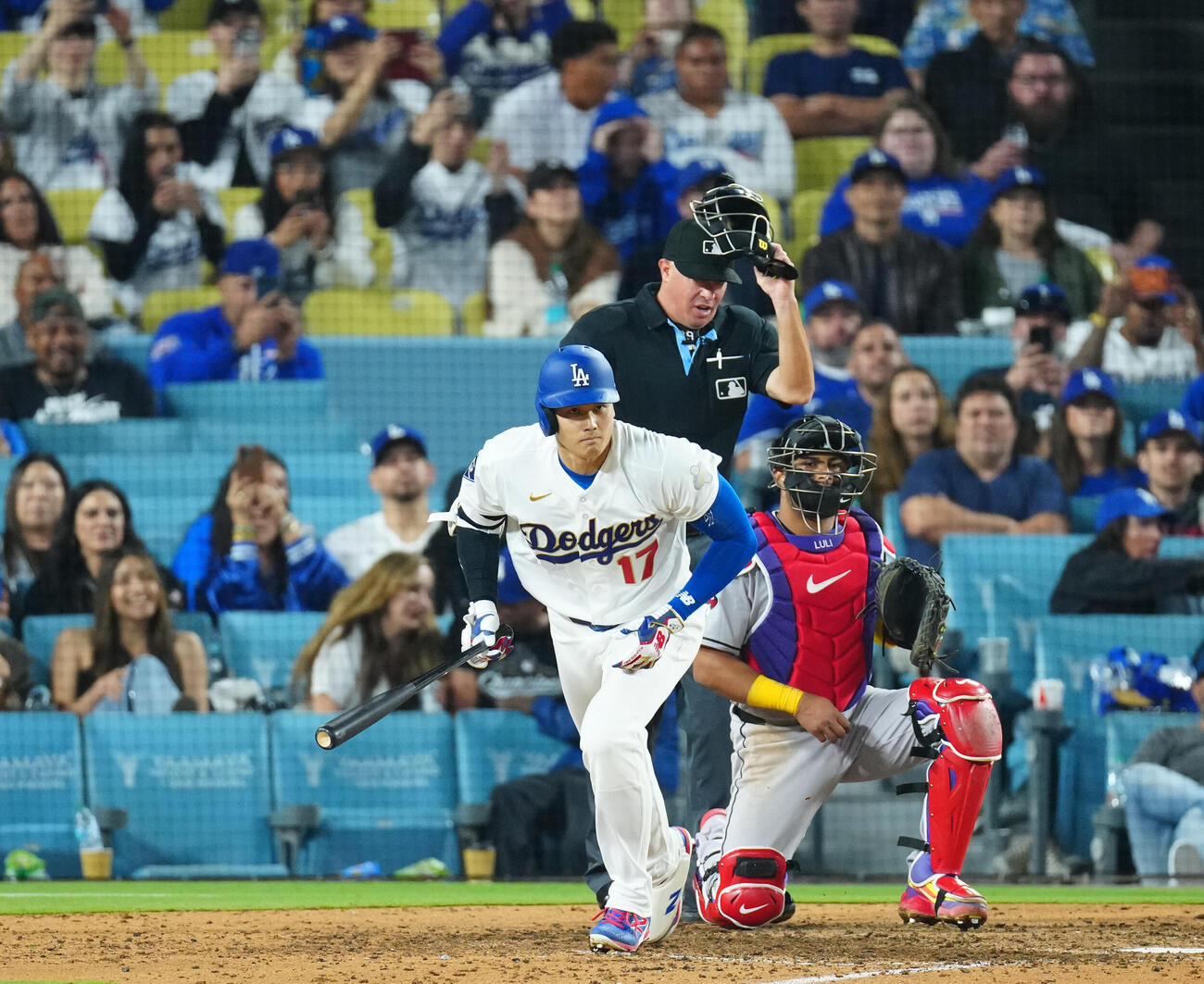 ドジャース対ダイヤモンドバックス　8回裏ドジャース無死二塁、ニゴロに倒れる大谷（撮影・垰建太）