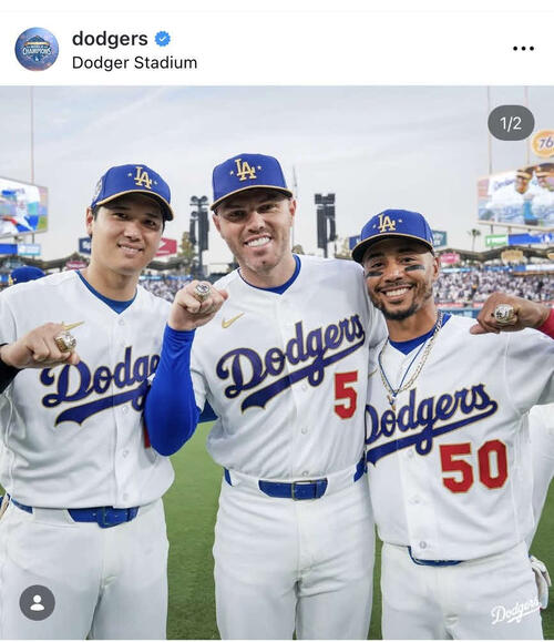 大谷翔平、ベッツ、フリーマン「MVPトリオ」3ショット公開