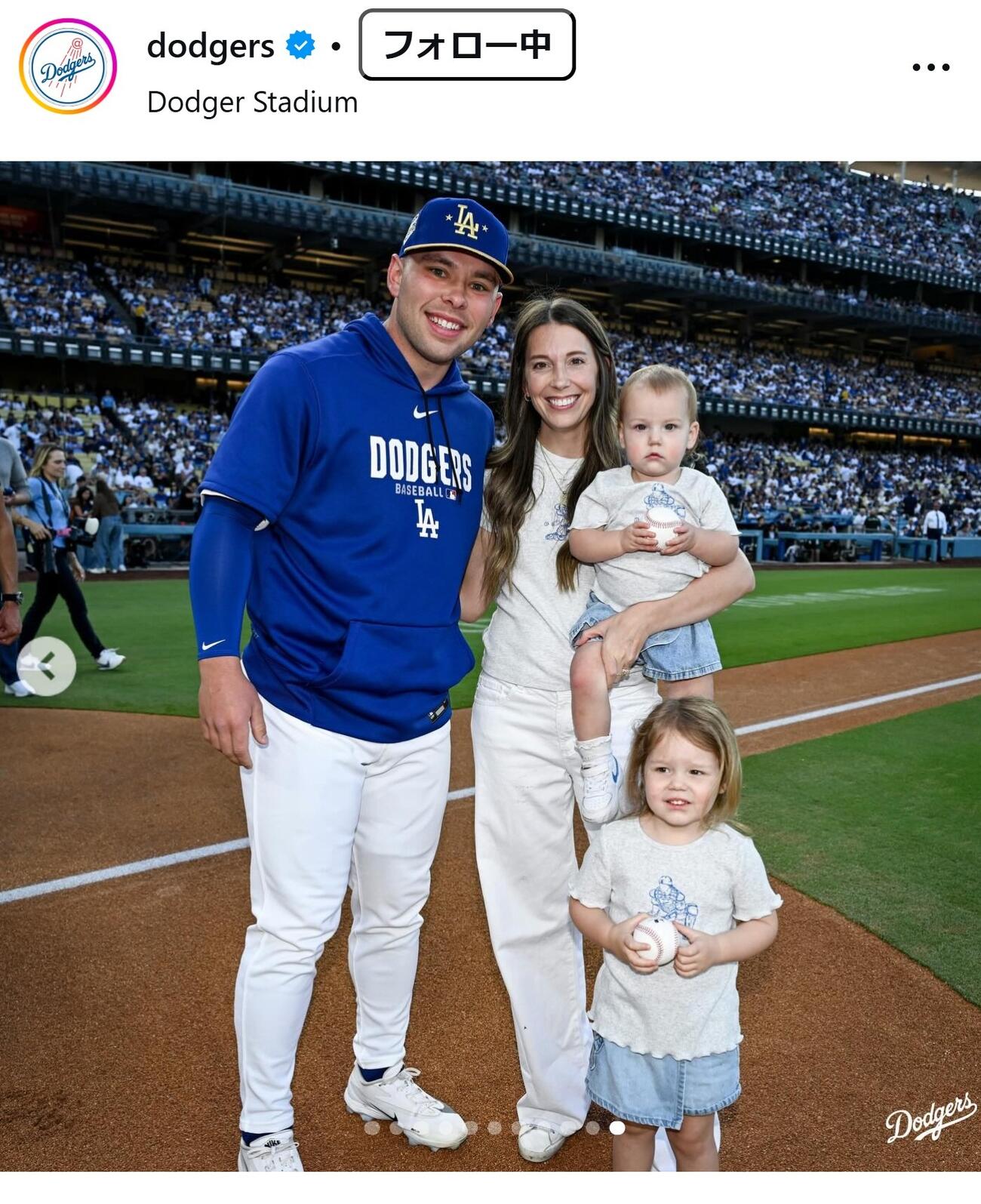 ドジャースの公式インスタグラムから