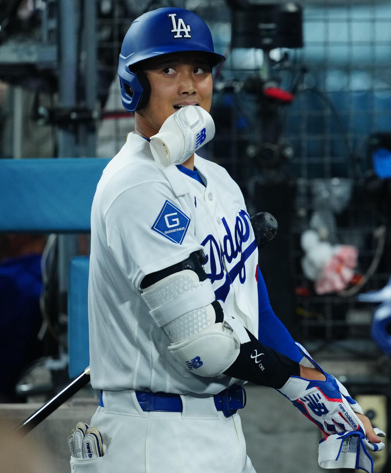 ドジャース対ガーディアンズ　6回裏ドジャース1死、空振り三振に倒れ引き揚げる大谷（撮影・垰建太）