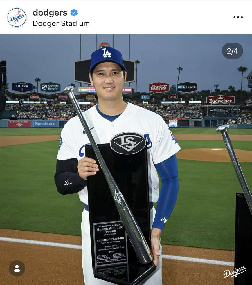 ドジャースの公式インスタグラムから