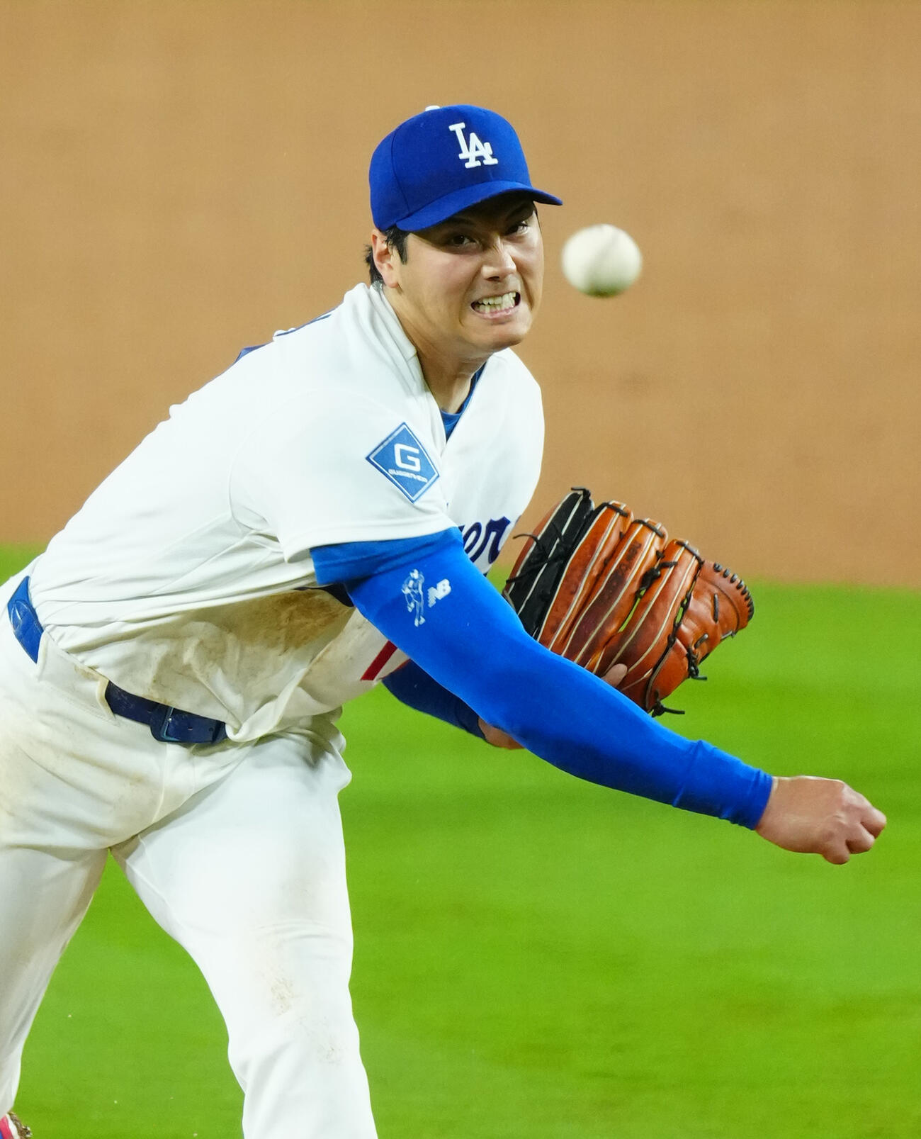 ドジャース対ガーディアンズ　力投するドジャース先発大谷（撮影・垰建太）