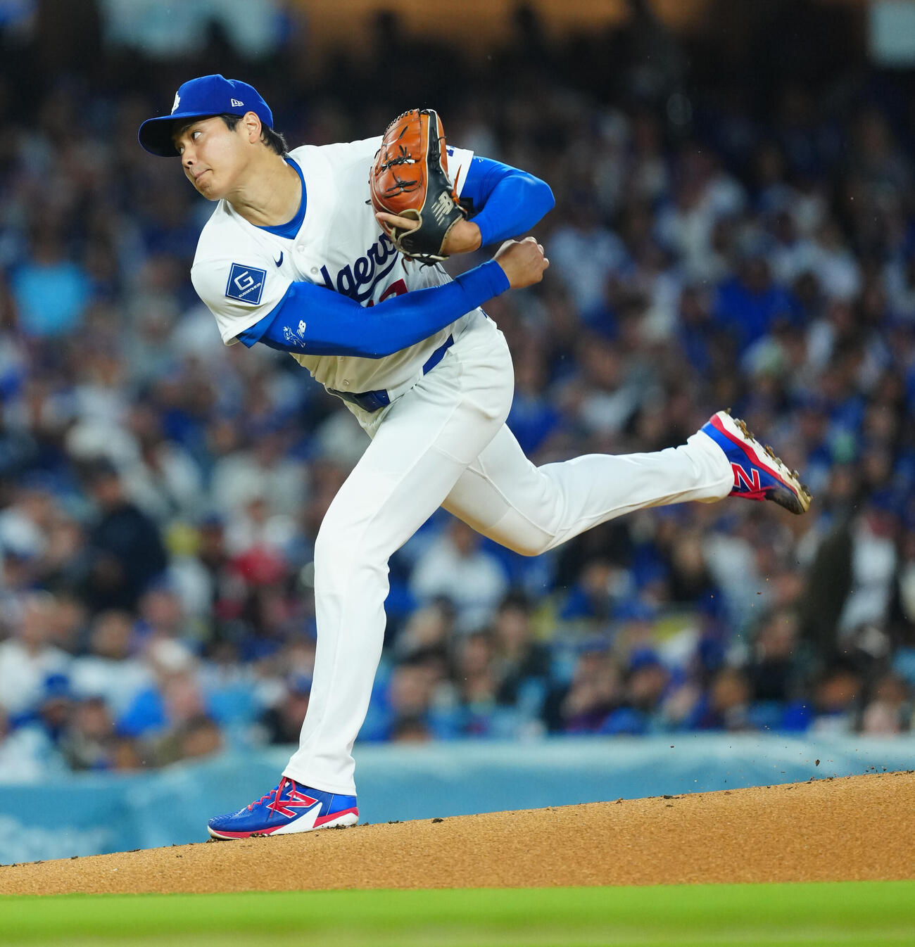 ドジャース対ガーディアンズ　力投するドジャース先発の大谷（撮影・垰建太）