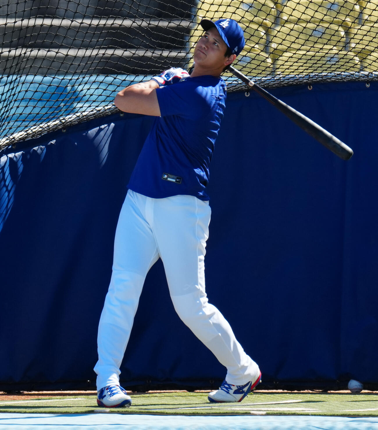 ドジャース対ガーディアンズ　試合前、フリー打撃を行うドジャース大谷（撮影・垰建太）