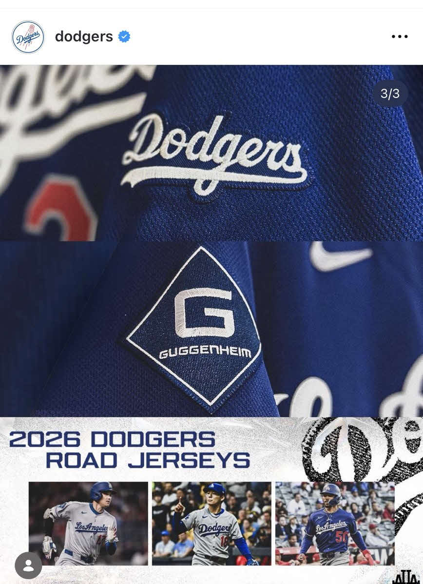 ドジャースの公式インスタグラムから