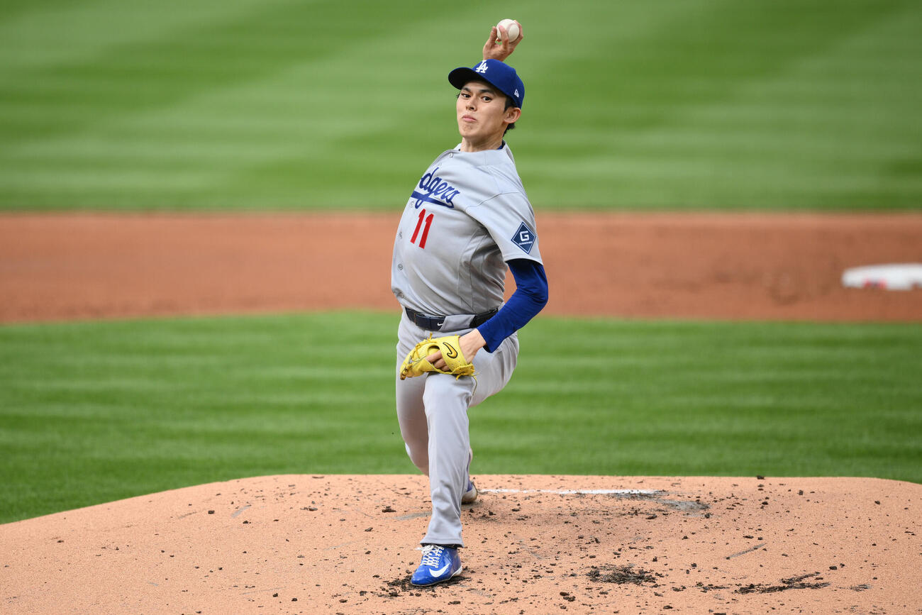 ドジャース先発の佐々木（AP）