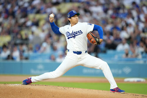大谷翔平、6回に3者連続三振で2ケタ奪三振 背番号「42」で初