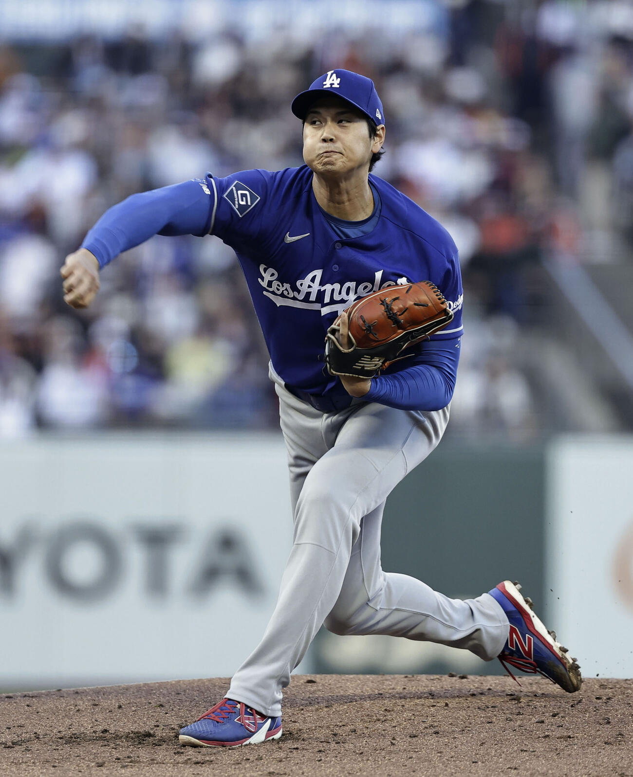 ジャイアンツ戦に先発登板したドジャース大谷＝サンフランシスコ（共同）
